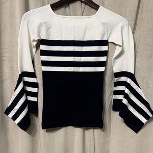 Autumn Cashmere Black and White Striped Sweater